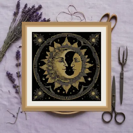 Sun And Crescent Twin cross stitch pattern