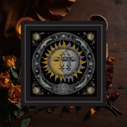 Sun And Moon Faces cross stitch pattern