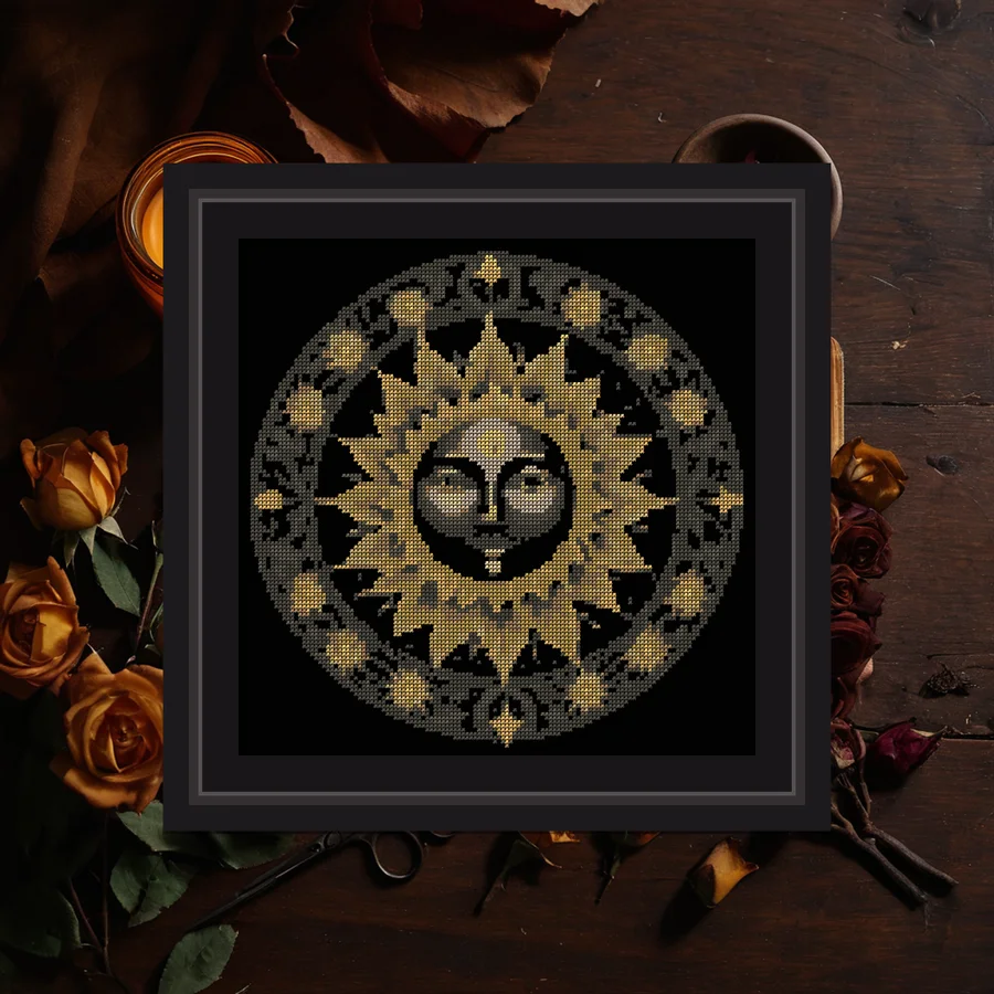 Sun Face Plate cross stitch pattern