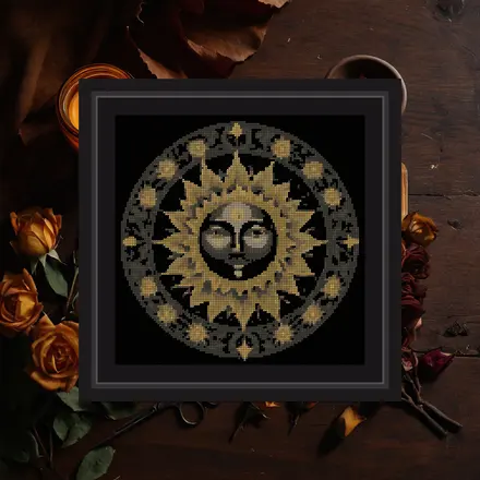 Sun Face Plate cross stitch pattern