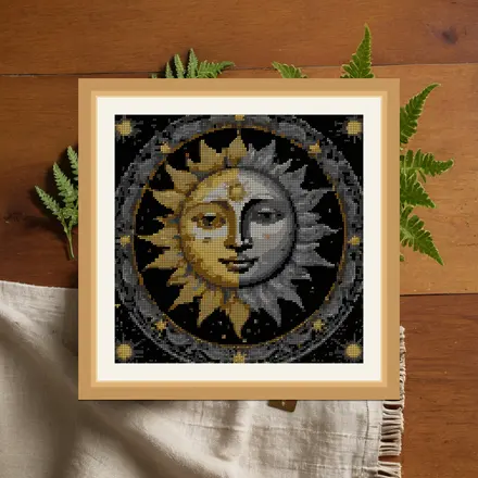Sun Moon Mirror cross stitch pattern