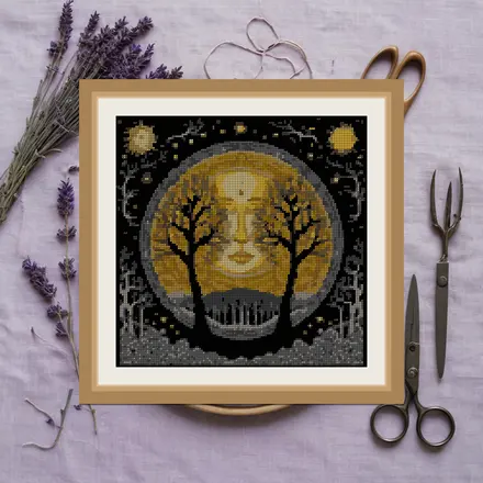 Sun Through Trees cross stitch pattern
