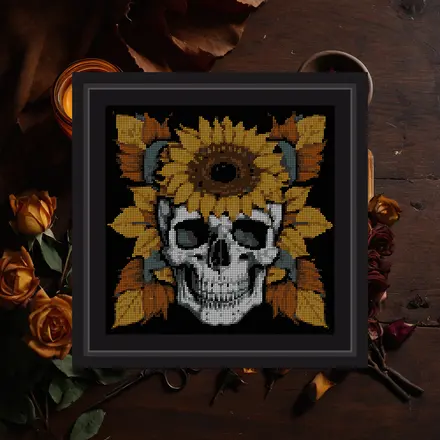 Sunflower And Skull cross stitch pattern