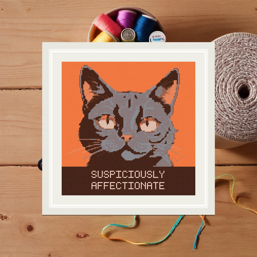 Suspiciously Affectionate cross stitch pattern