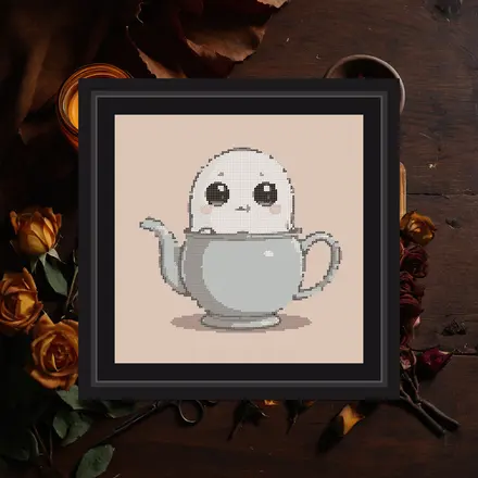 Teapot Ghost cross stitch pattern