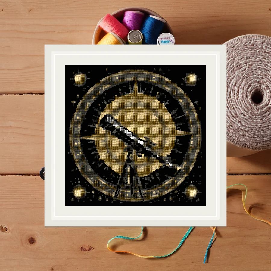 Telescope And Stars cross stitch pattern