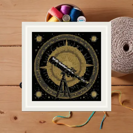 Telescope And Stars cross stitch pattern