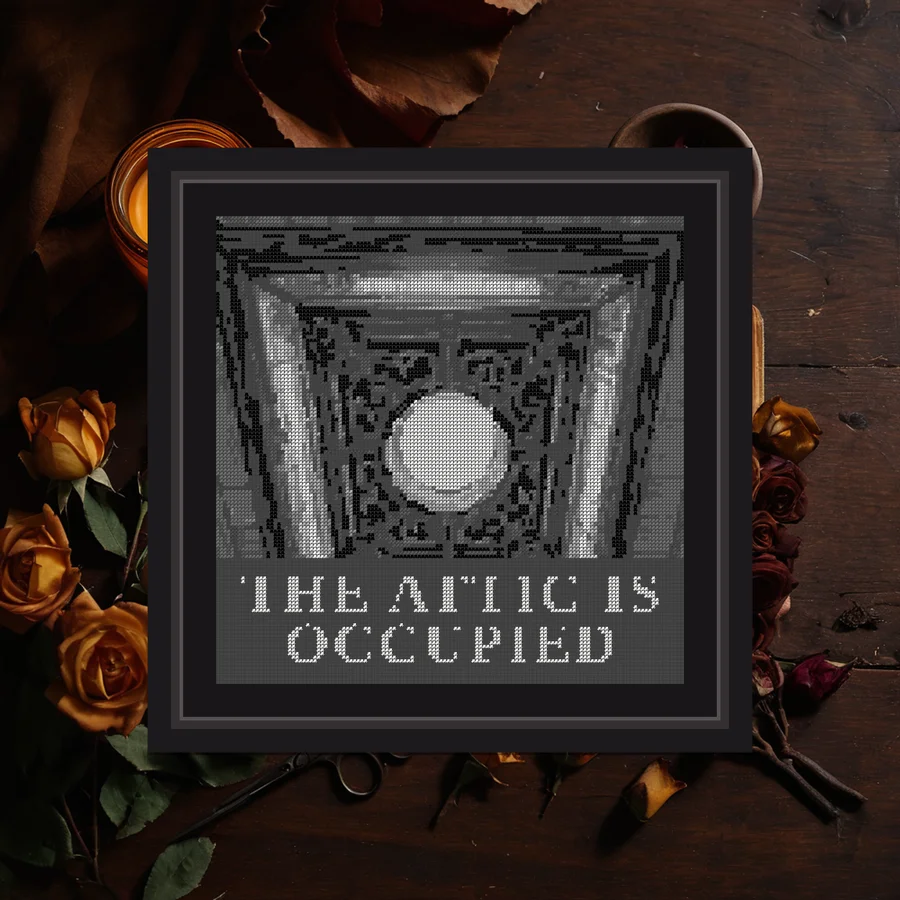 The Attic Is Occupied cross stitch pattern