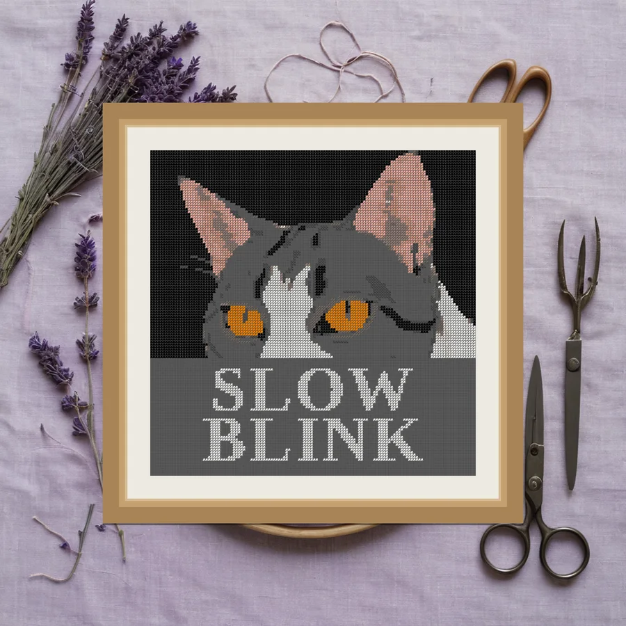Slow Blink cross stitch pattern