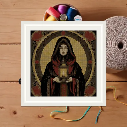 The Hermit Card cross stitch pattern