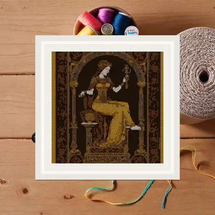 Queen Of Pentacles cross stitch pattern
