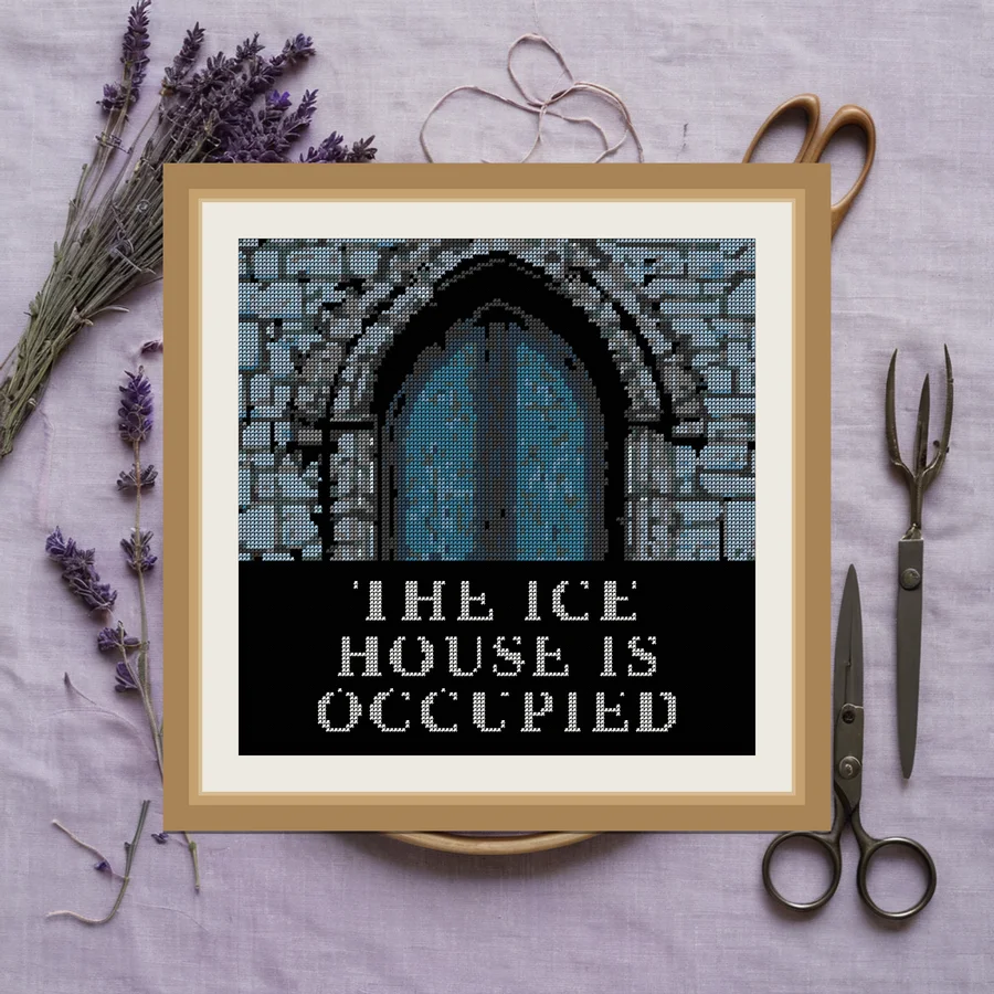 The Ice House Is Occupied cross stitch pattern