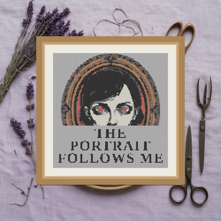 The Portrait Follows Me cross stitch pattern