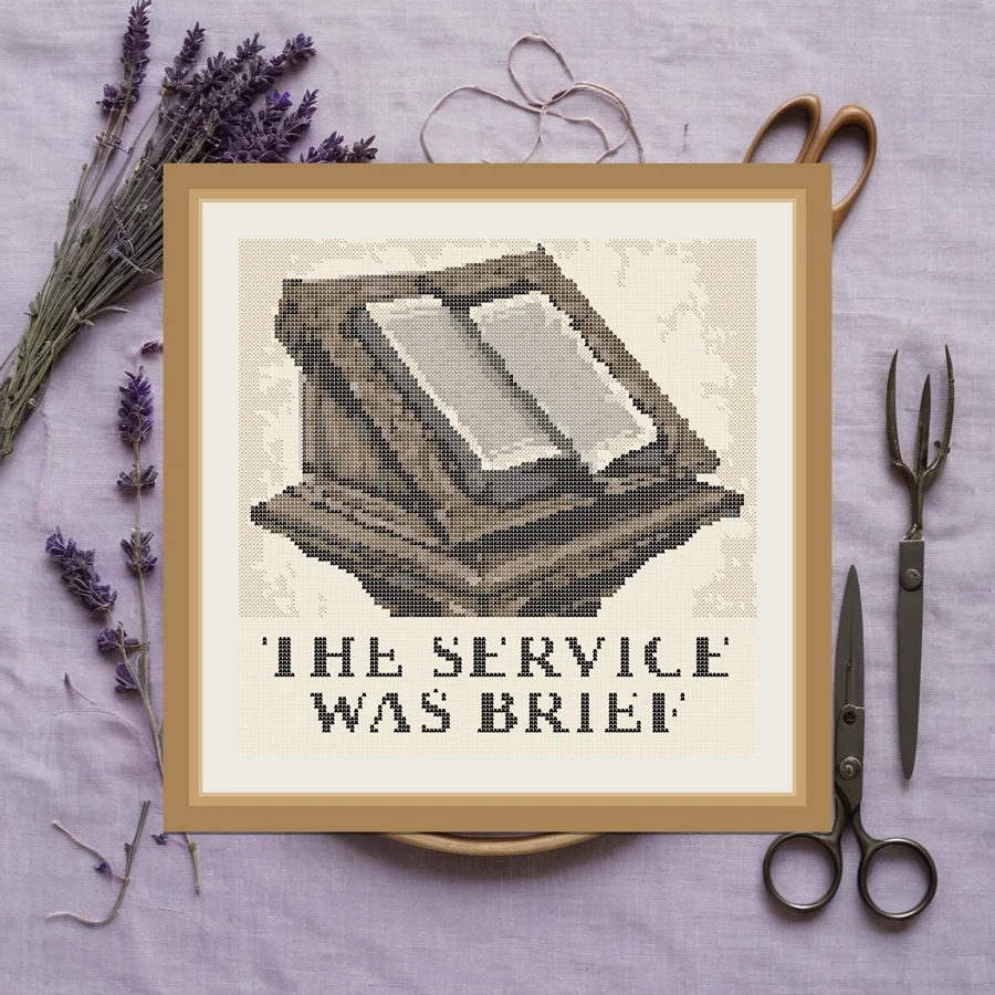 The Service Was Brief cross stitch pattern