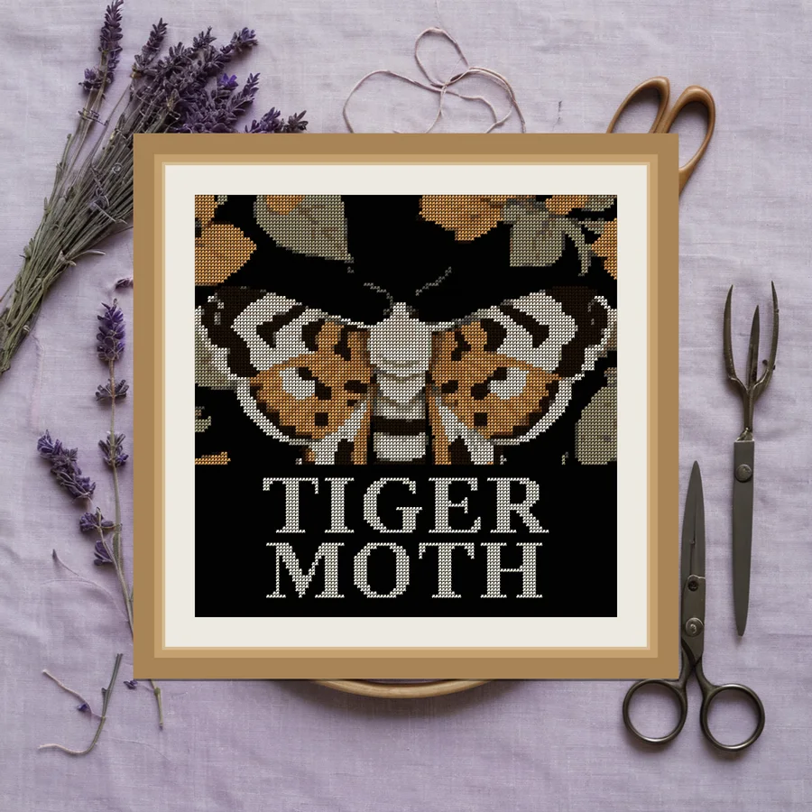 Tiger Moth cross stitch pattern