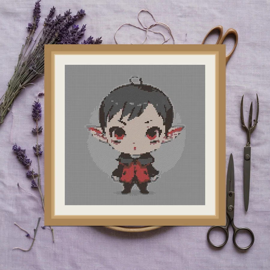 Tiny Vampire cross stitch pattern
