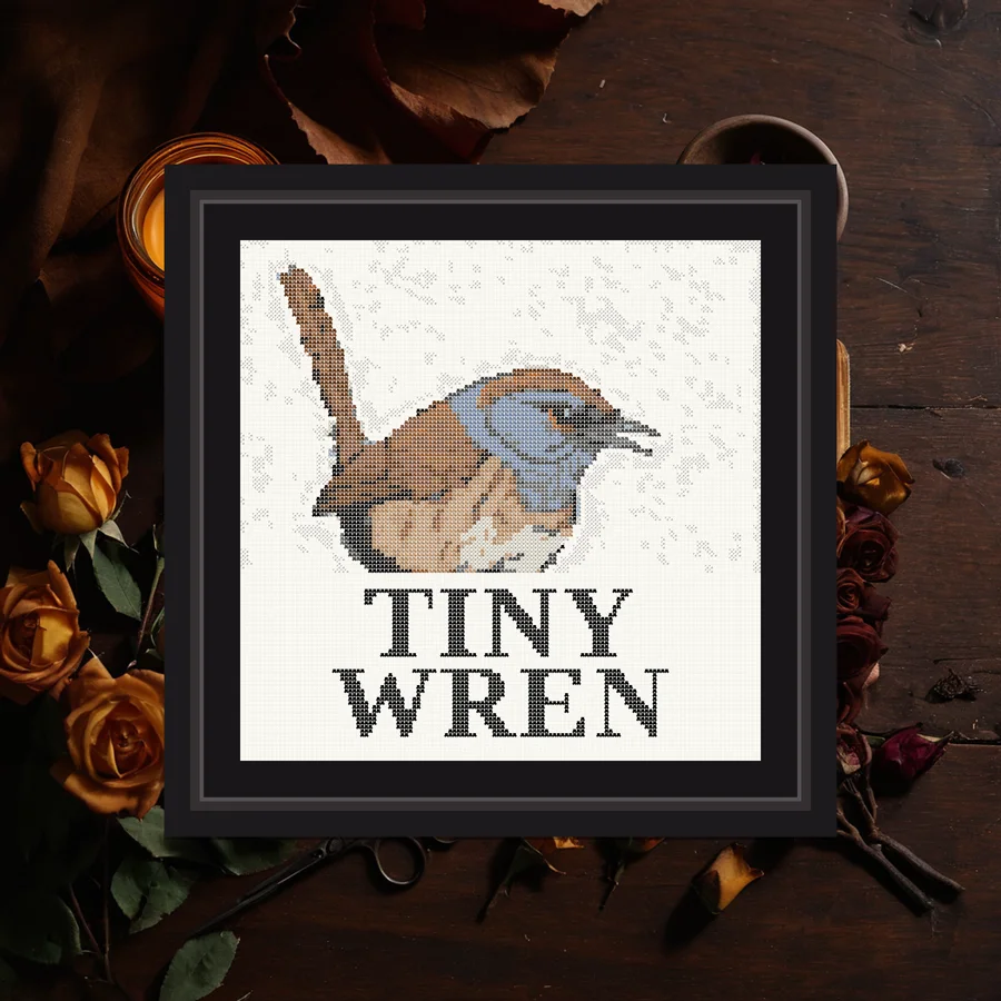 Tiny Wren cross stitch pattern