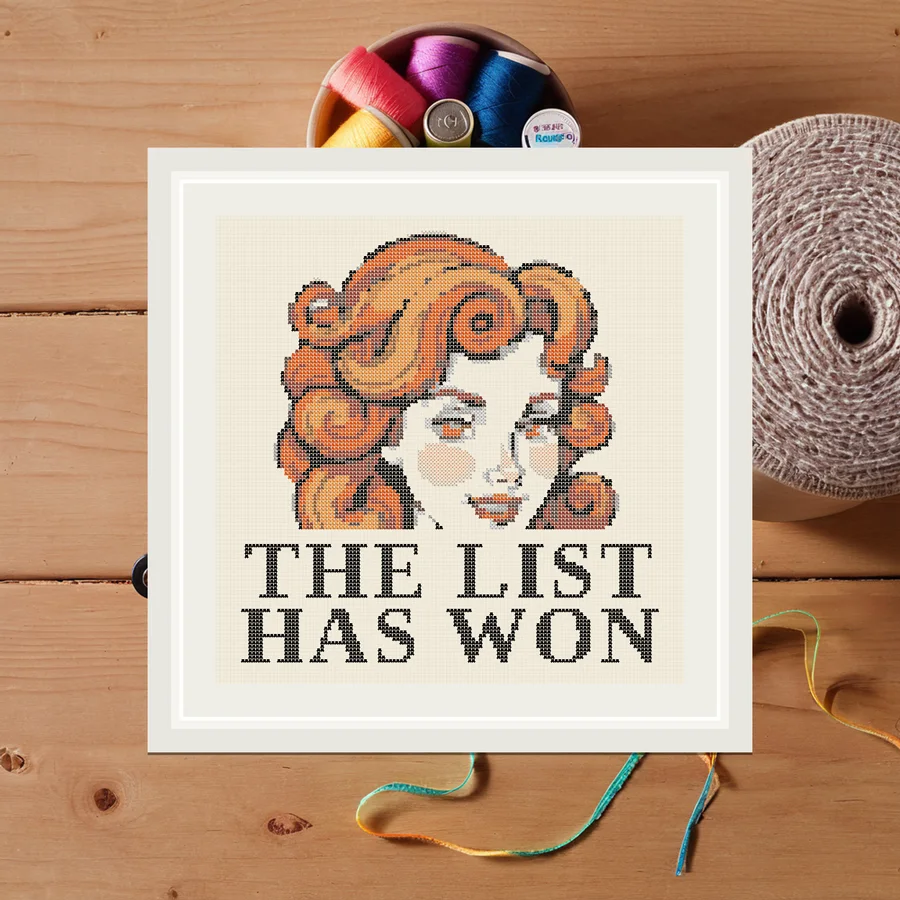 The List Has Won cross stitch pattern