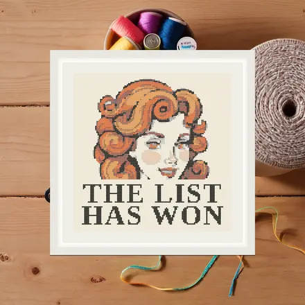 The List Has Won cross stitch pattern