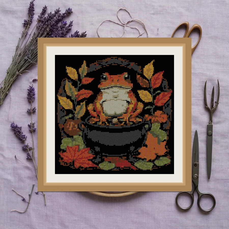 Toad And Cauldron cross stitch pattern