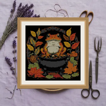 Toad And Cauldron cross stitch pattern