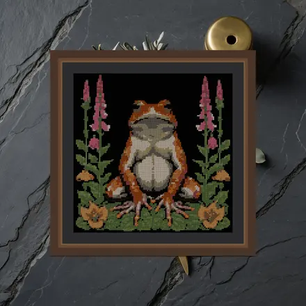 Toad And Foxglove cross stitch pattern