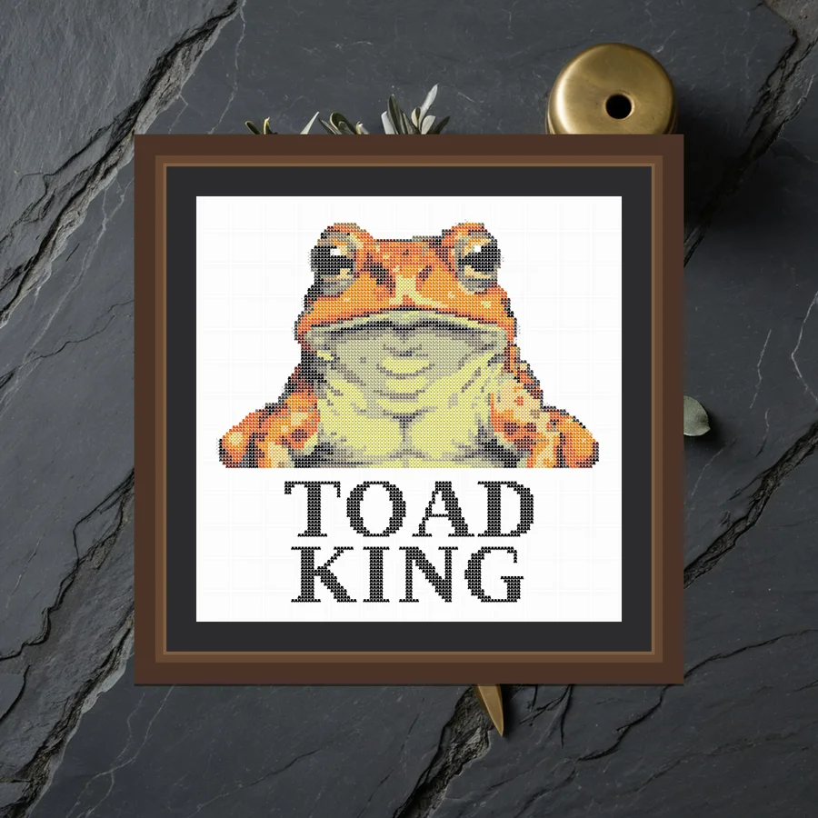 Toad King cross stitch pattern