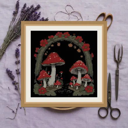 Toadstool Arch cross stitch pattern