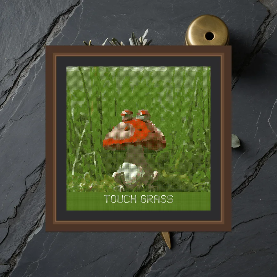 Touch Grass cross stitch pattern