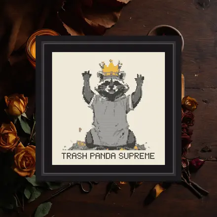 Trash Panda cross stitch pattern