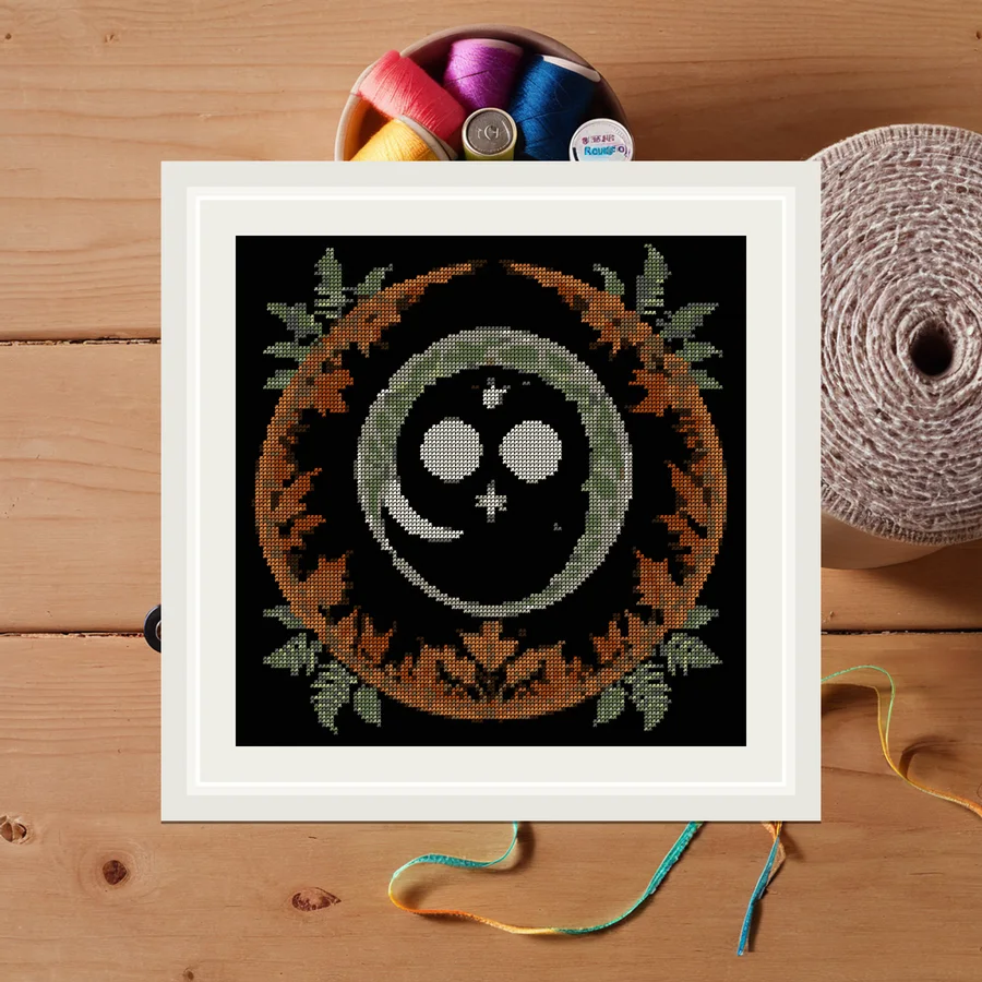 Triple Moon And Ferns cross stitch pattern