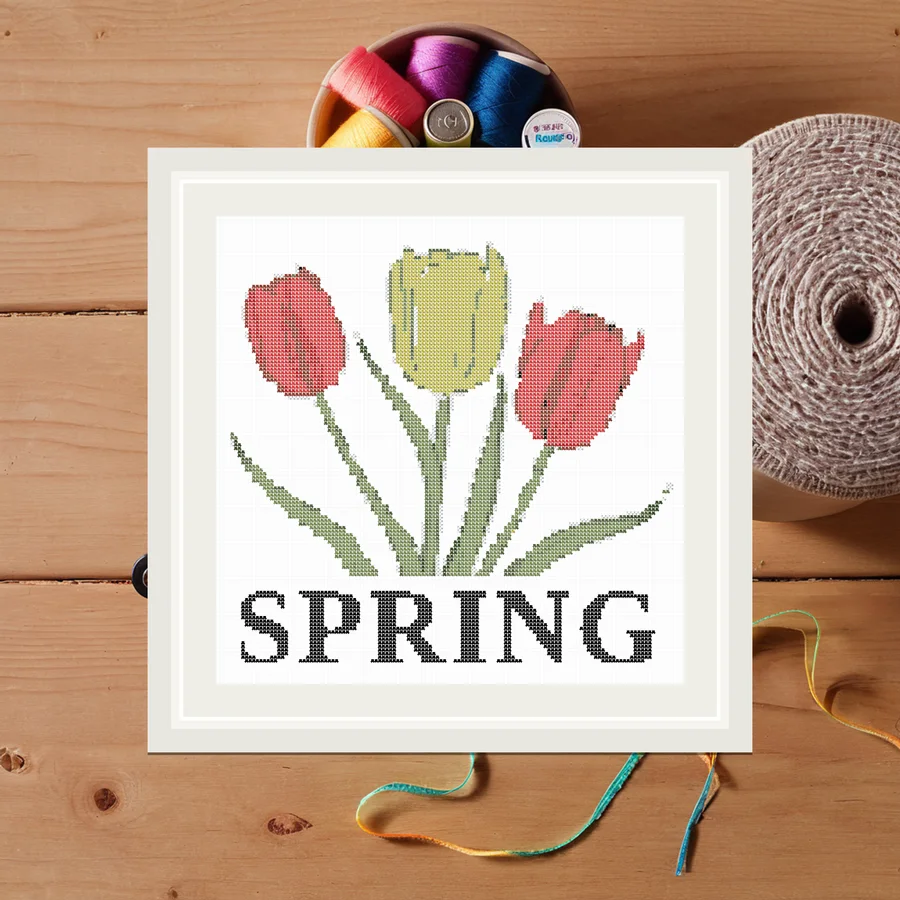 Spring cross stitch pattern