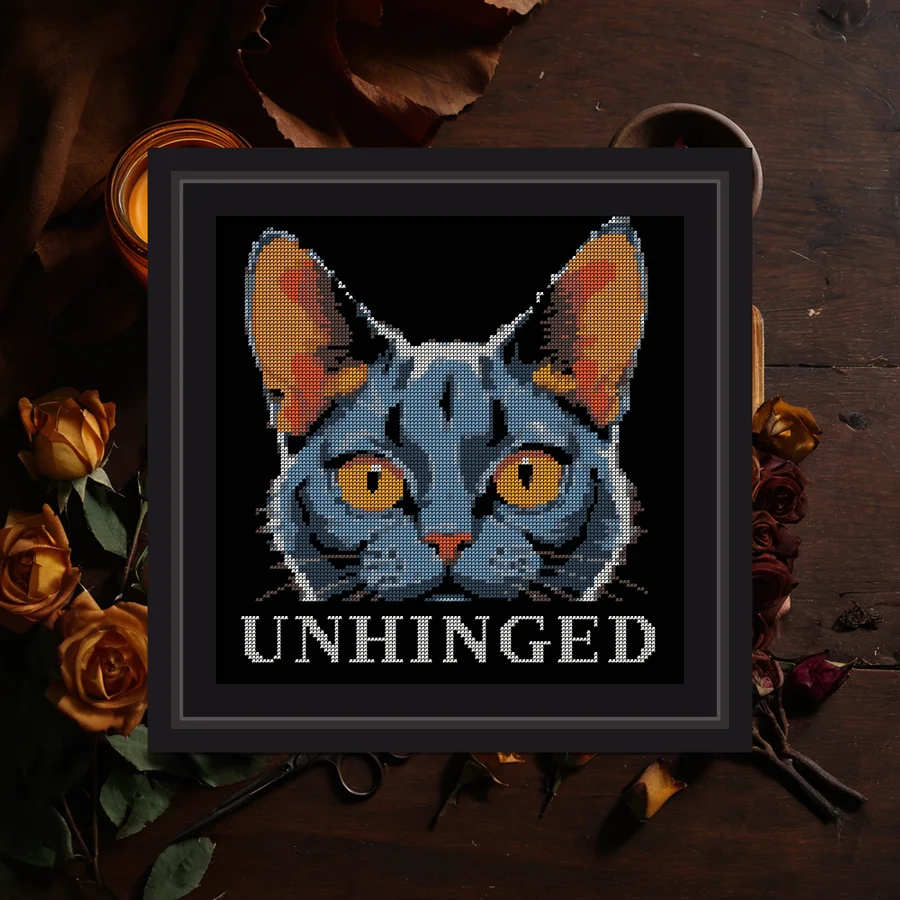 Unhinged cross stitch pattern