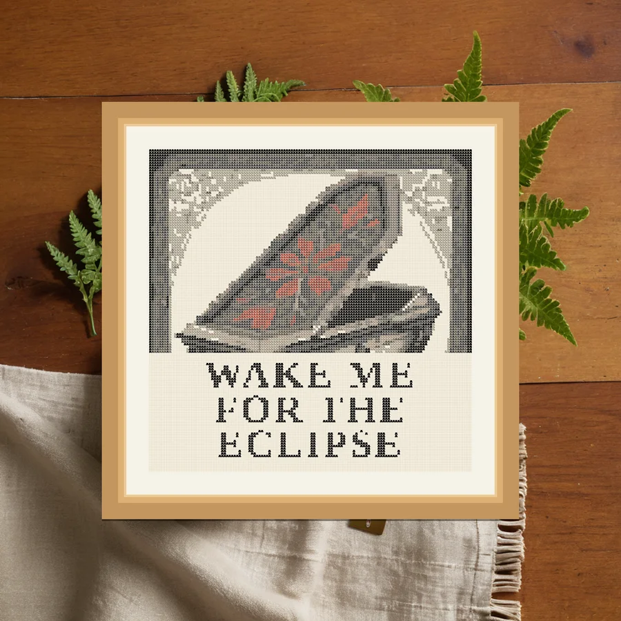 Wake Me For The Eclipse cross stitch pattern