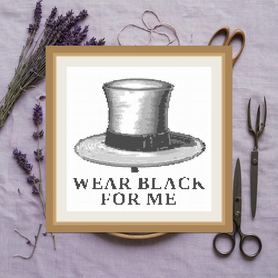 Wear Black For Me cross stitch pattern