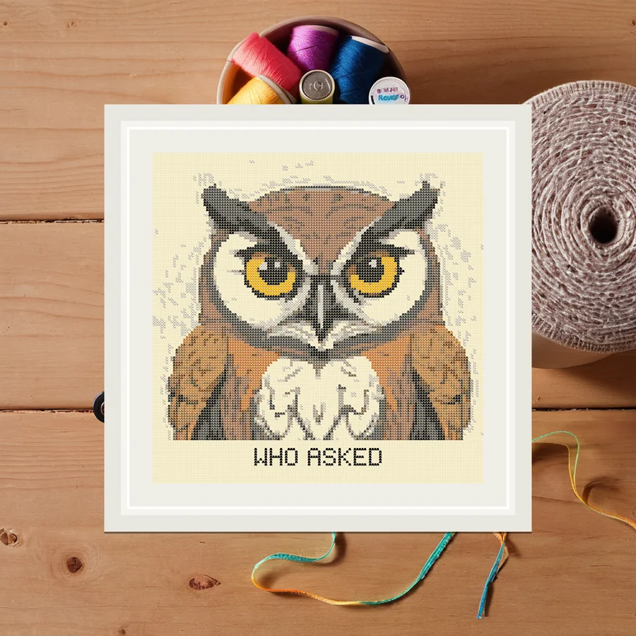 Who Asked cross stitch pattern