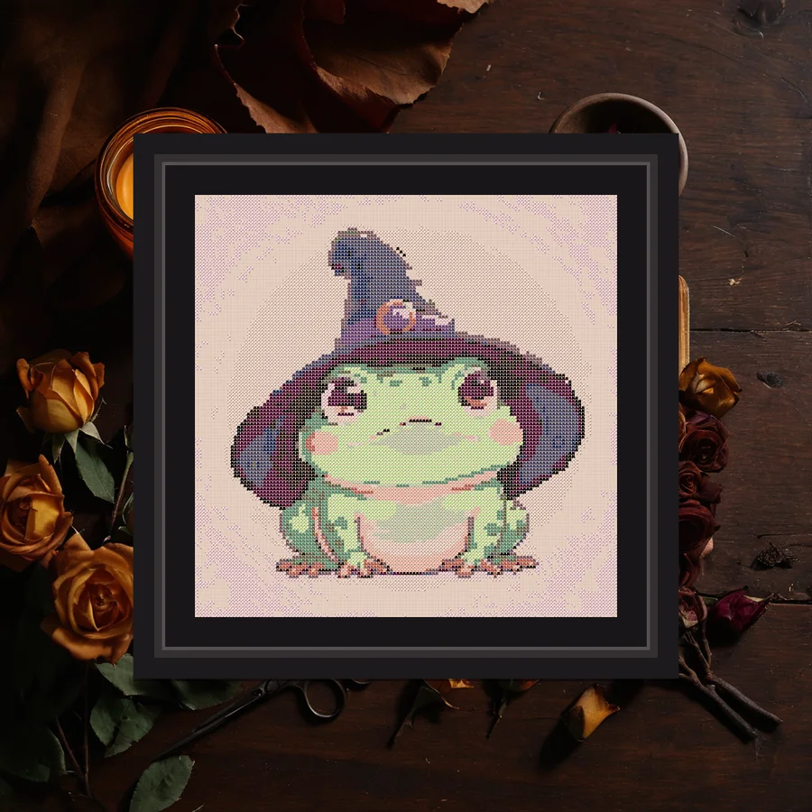 Witch Frog cross stitch pattern