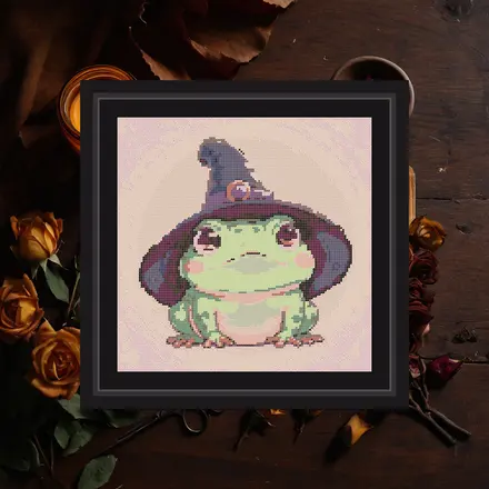 Witch Frog cross stitch pattern