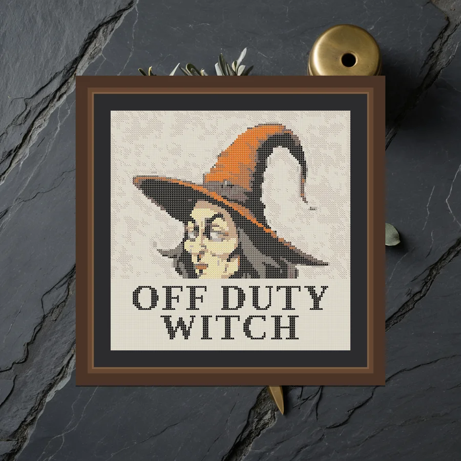 Off Duty Witch cross stitch pattern