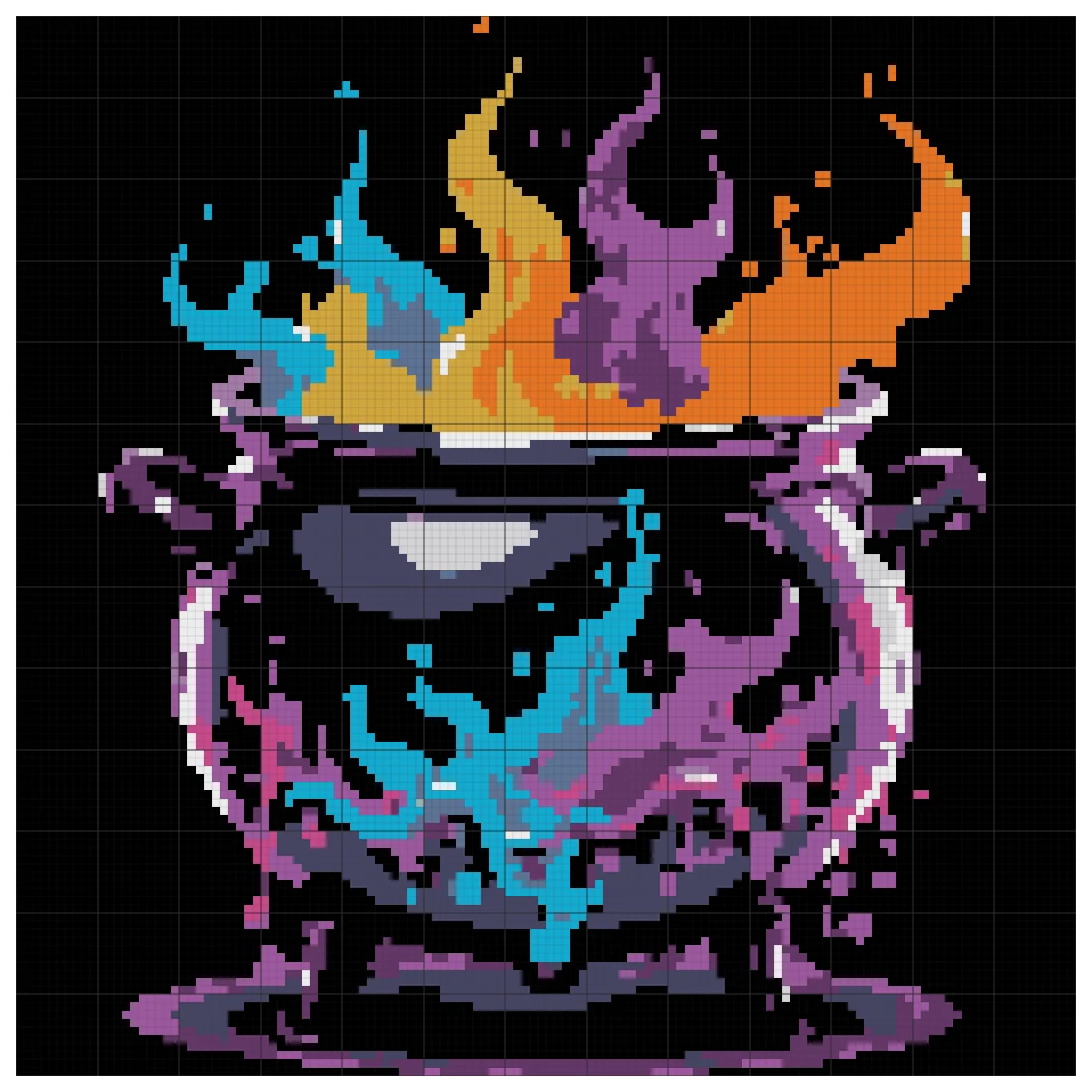 The full Witch's Cauldron cross stitch chart, 130 by 130 stitches