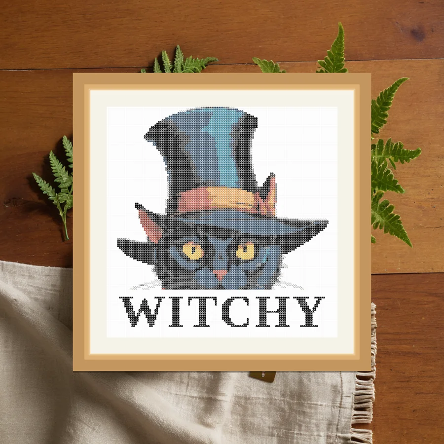 Witchy cross stitch pattern