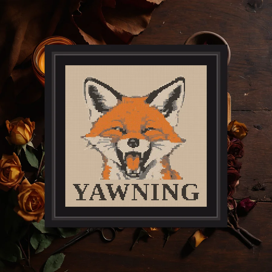 Yawning cross stitch pattern