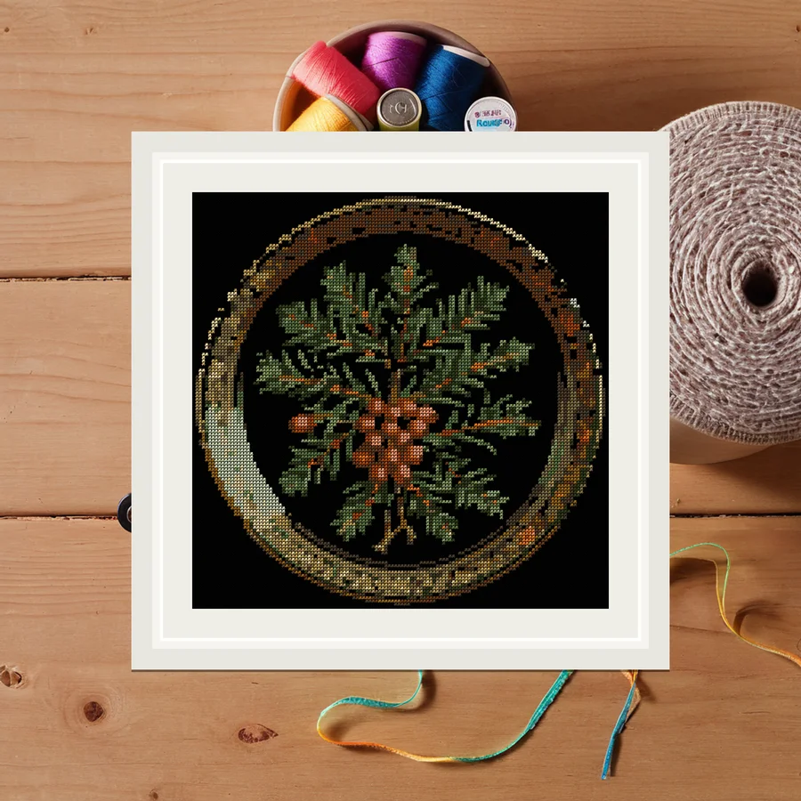 Yew Branch cross stitch pattern