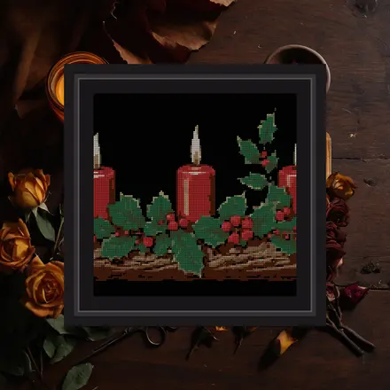 Yule Log And Candles cross stitch pattern