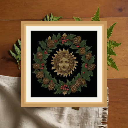 Yule Solstice Sun cross stitch pattern
